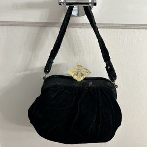 Vintage Velvet Handbag Lucite "Diamond" Clasp